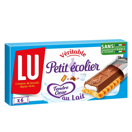 LU, Tendre Cœur Petit Ecolier Chocolate-coated bar biscuits with a milk chocolate center - Frenchy Candy