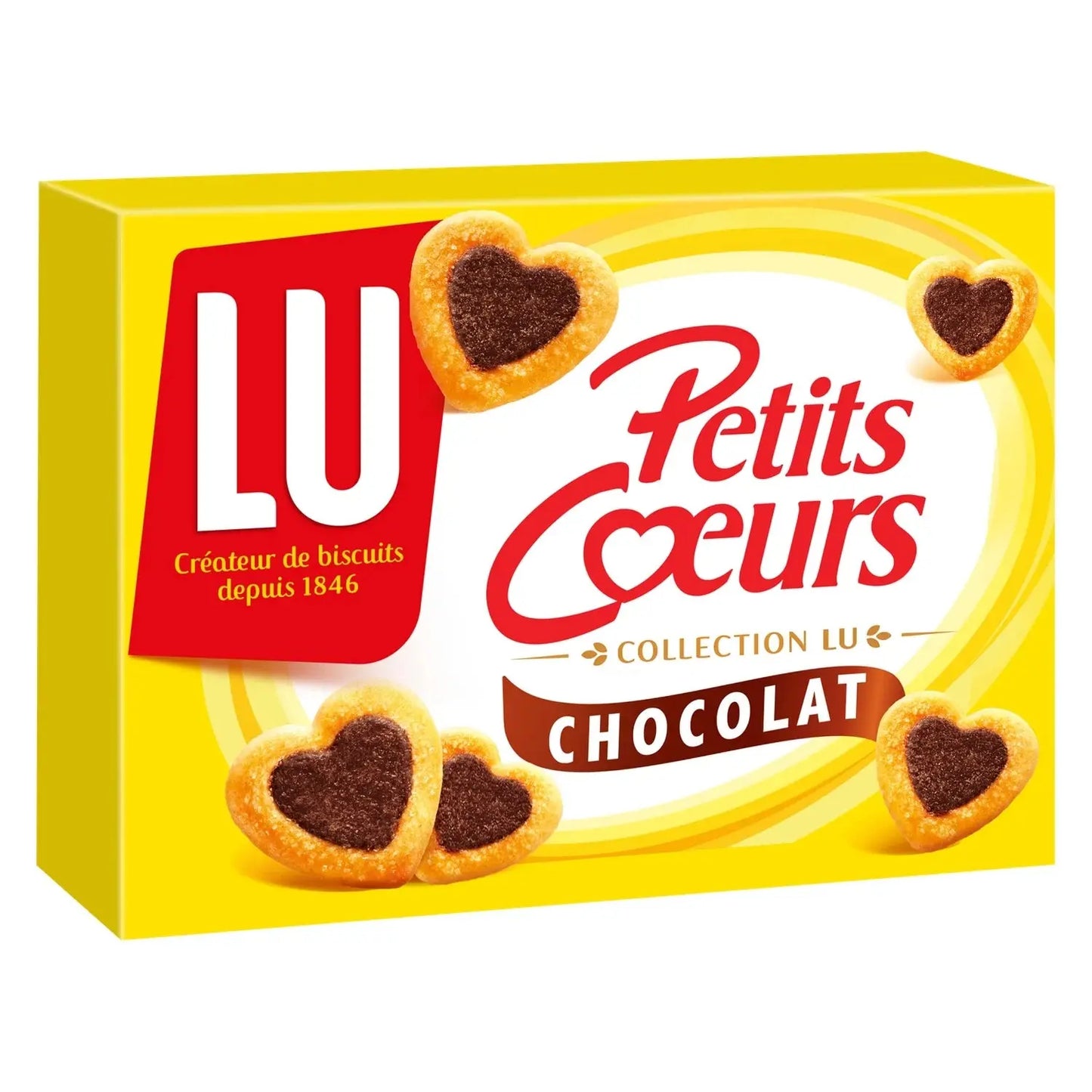 LU, Petits Cœurs puff pastry biscuits with chocolate - Frenchy Candy