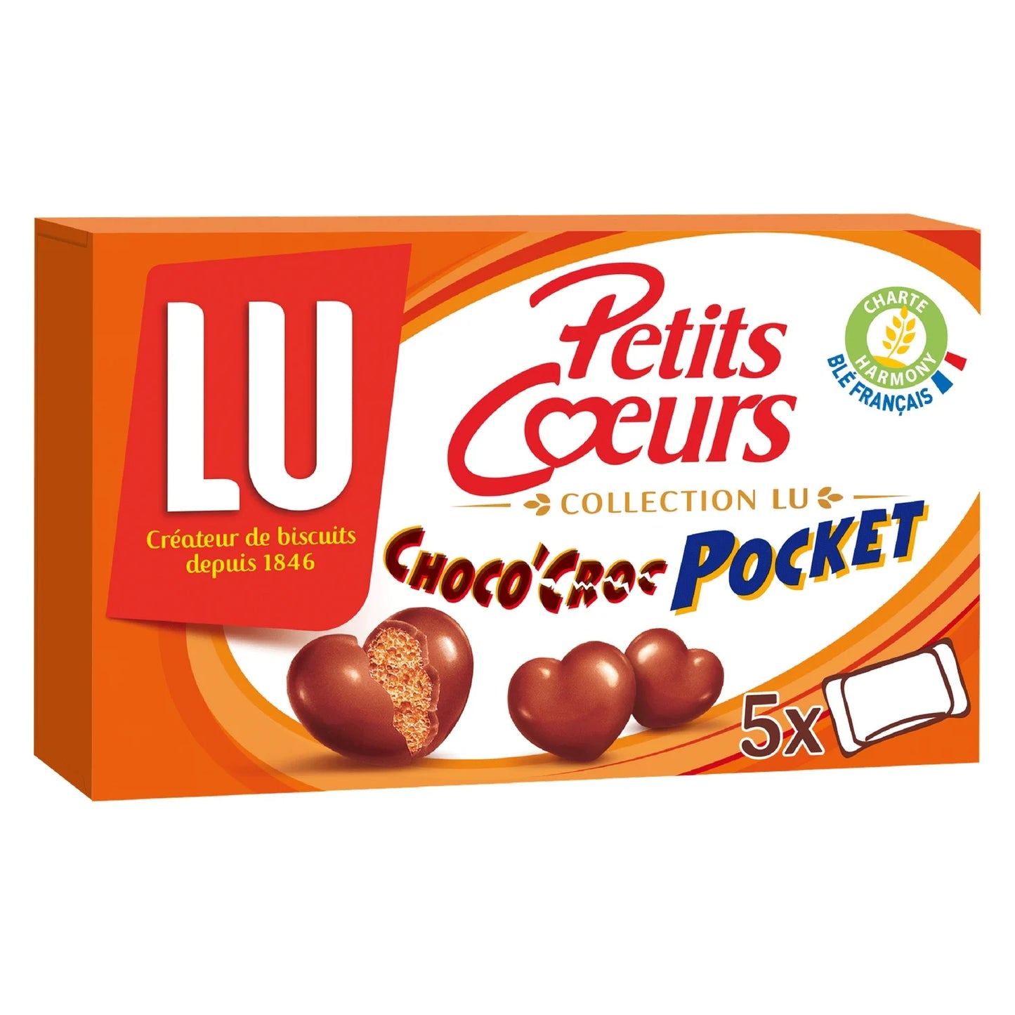 LU, Petits Cœurs Choco'Croc Pocket Milk Chocolate Coated Biscuits - Frenchy Candy