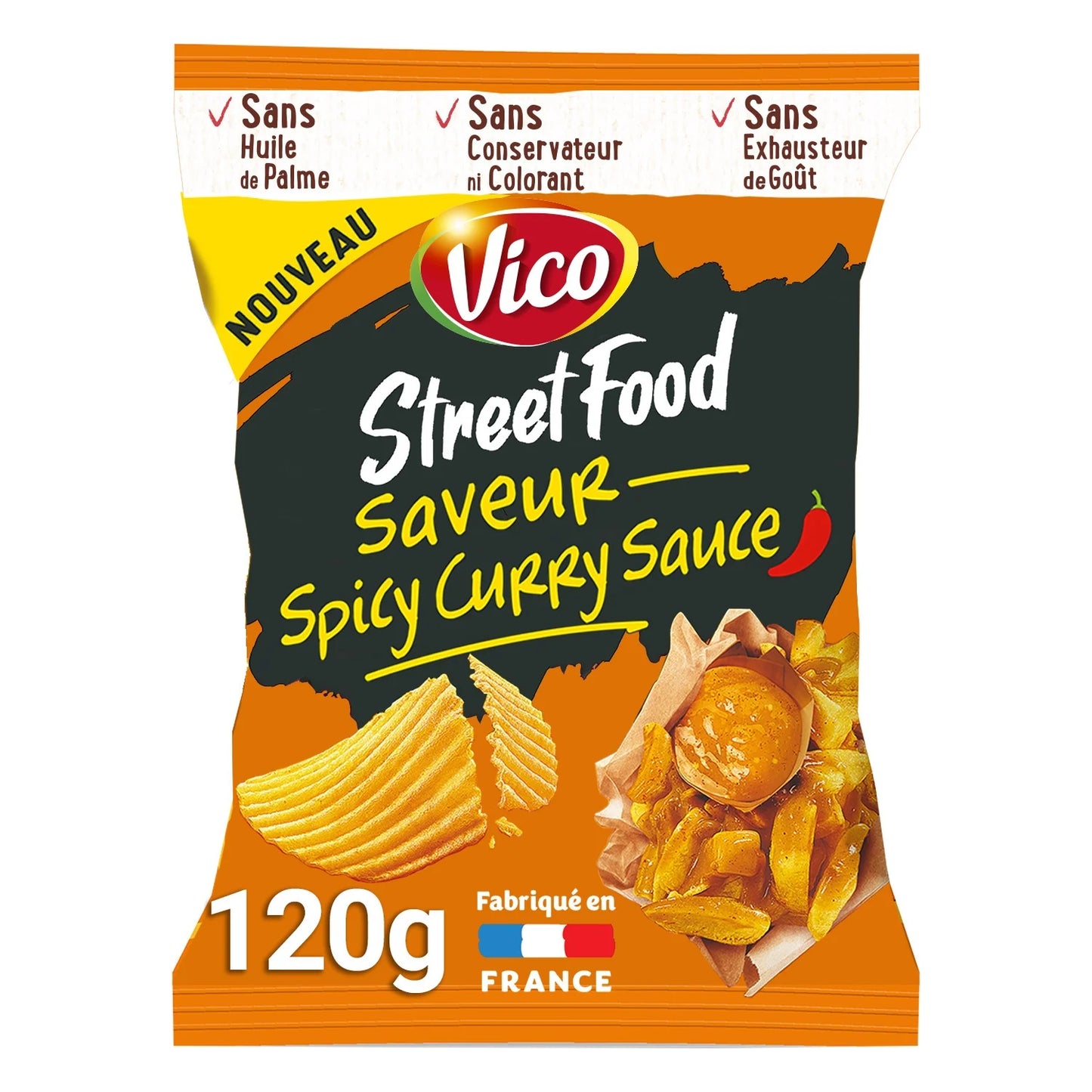 Vico, Street Food Spicy Curry Sauce Chips - Frenchy Candy