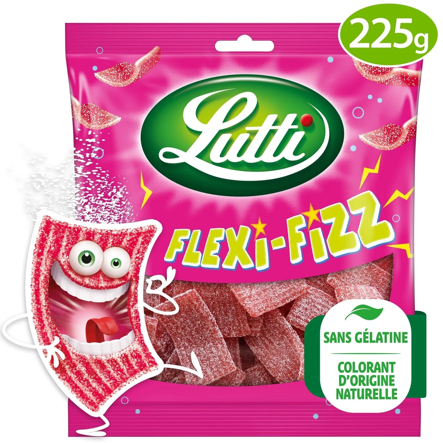 Lutti, Flexi-Fizz Sour Strawberry Candies - Frenchy Candy