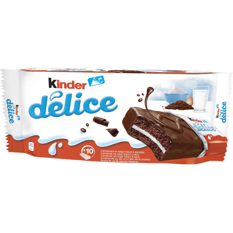 Kinder, Delice Cocoa Cake filled with Milk x10 - Frenchy Candy